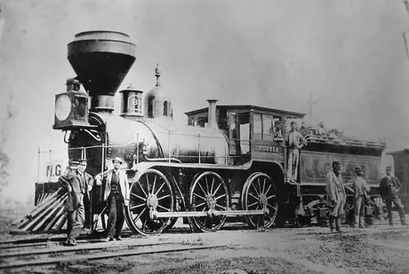 Great Western Railway 0-6-0 locomotive 82 Scotia and railroad employees