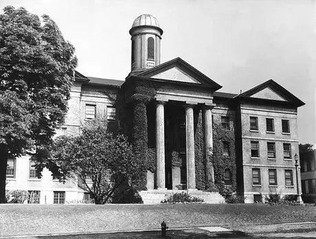 A scenic view of the façade of Old Victoria College