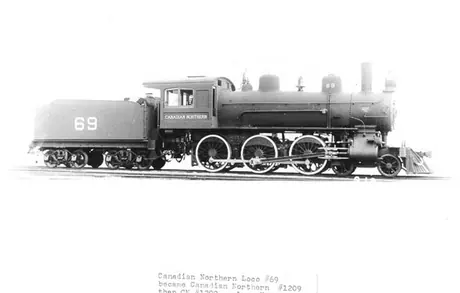 Canadian Northern Railways steam locomotive no. 69 (later CN 1209) class H-3-a, right side