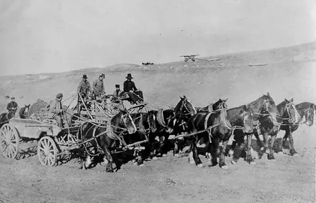 Grand Trunk Pacific Railway Company horse drawn supply wagon at station no. 2948 along main line