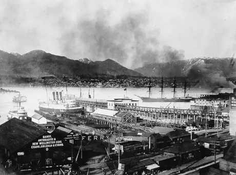 Grand Trunk Pacific Coast Steamship Company docks and waterfront including the North Vancouver Ferry