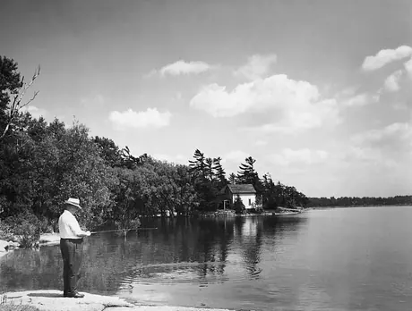Fishing at the beautiful scenic setting of Lily Bay in the St. Lawrence River near Brockville
