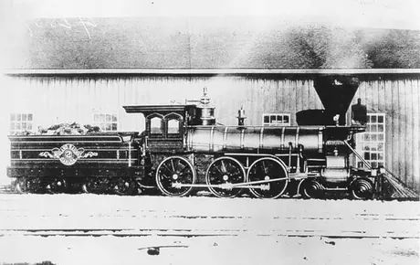 Midland Railway of Canada's first locomotive to come into Lindsay, steam locomotive no. 2, right side