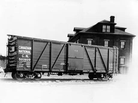 Canadian National Railways wood box car no. 503620 with outside bracing