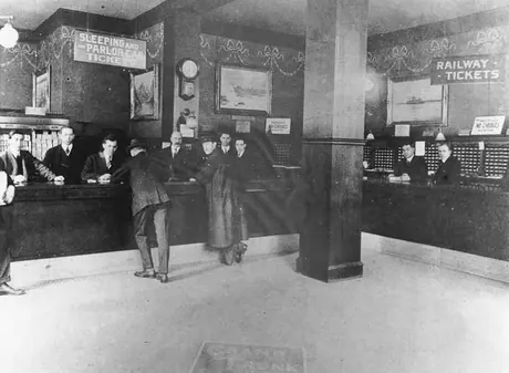An interior view of the Grand Trunk Railways Toronto ticket office