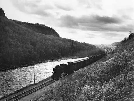 A Canadian National Railways freight train passes mile 4