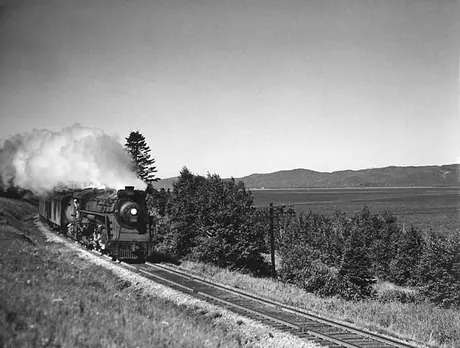 Canadian National Railways passenger train Ocean Limited steams eastbound east of Campbellton
