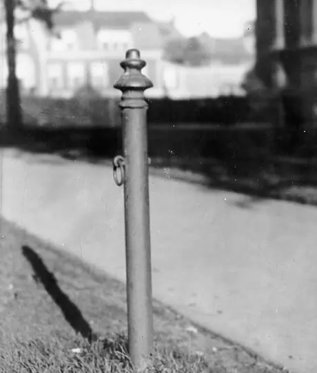 A hitching post at the Canadian National Railways office building
