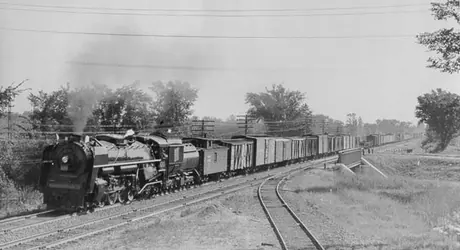 A Canadian National Railways freight train in eastern Canada