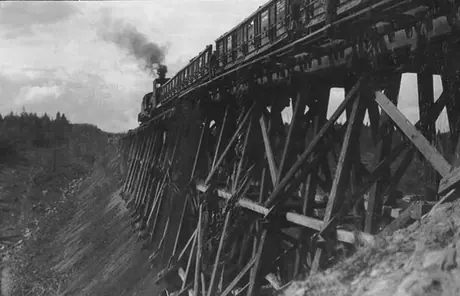 Filling a wooden trestle along the Mountain Park line