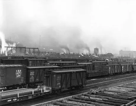 Canadian National Railway freight cars in the Turcot Yard