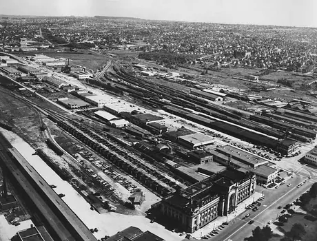 The Vancouver Canadian National Railway station and yard