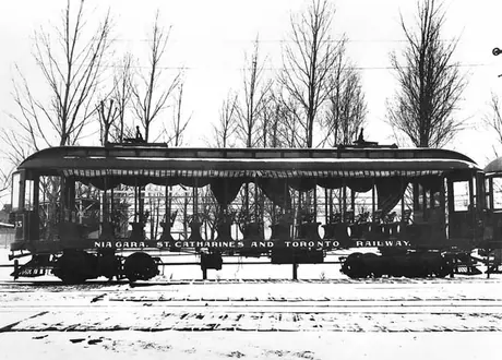 Niagara, St. Catharines and Toronto Railway open electric interurban passenger car