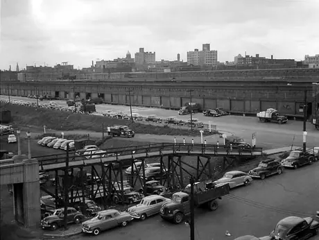 Canadian National Railway freight sheds at the corner of Front and Simcoe Streets