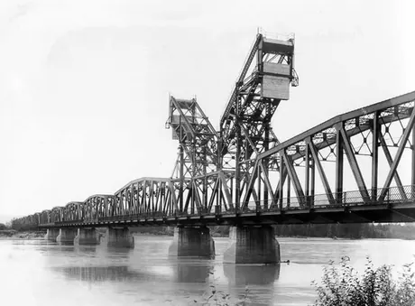 A railway bridge over the Nechako River