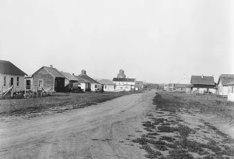 Street scene in a small town in the Peace River District