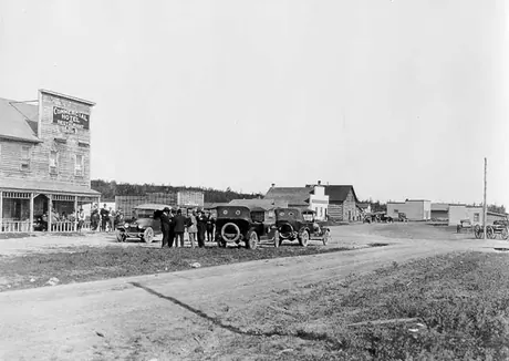 People gathering outside the Commercial Hotel and Restaurant