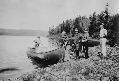 Fishing in the Canadian wilderness during the Jasper-Peace River canoe trip