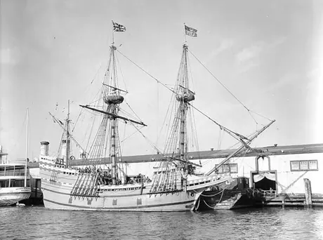 The Mayflower tied up at the dock