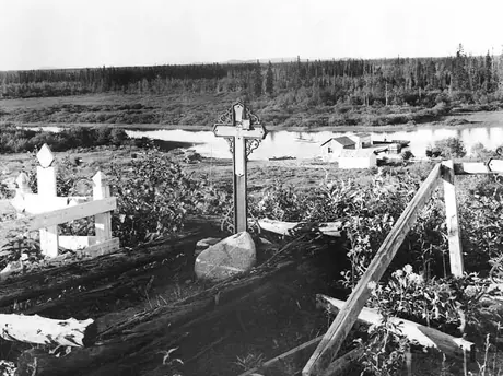 A gravesite overlooking the river