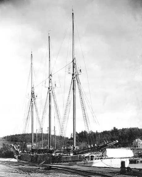 A schooner along side the dock