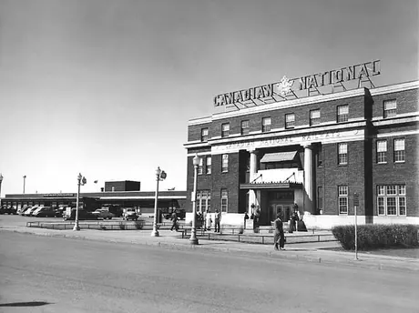 Canadian National Railway station showing Canadian National Express Building at left
