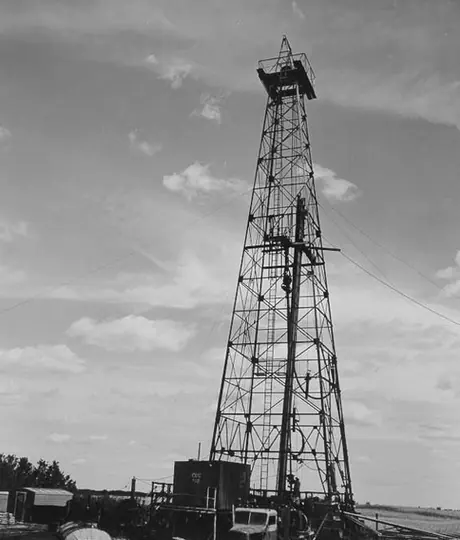 An oil derrick in western Manitoba