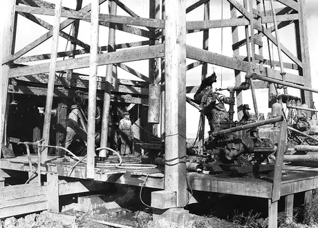 Drilling for oil at the Wainwright oil field