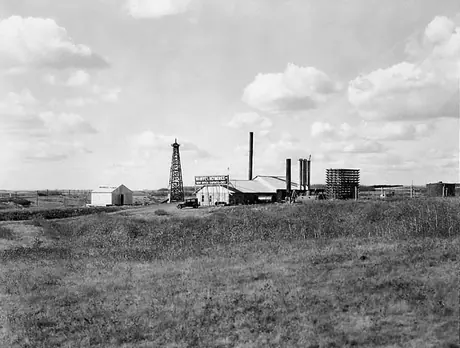 A small oil drilling and refining operation