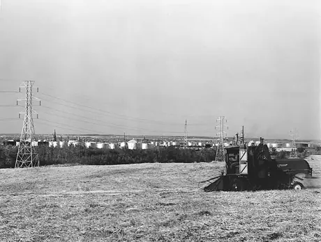 A view of farmland near the refineries east of Edmonton