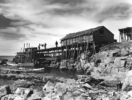 A fishing wharf on a rocky outcropping