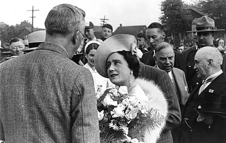 Queen Elizabeth in conversation at Stratford during the 1939 Royal Tour of Canada