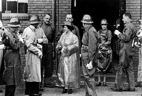 Their Majesties King George VI and Queen Elizabeth visit the mines in Sudbury during the 1939 Royal Tour of Canada