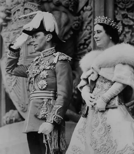 King George VI and Queen Elizabeth attend a session of Parliament during the 1939 Royal Tour of Canada