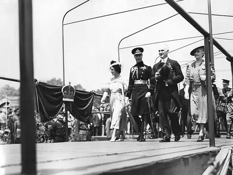 King George VI and Queen Elizabeth arriving at Woodstock during the 1939 Royal Tour of Canada