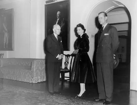 Queen Elizabeth and Prince Philip in Ottawa during the 1957 Royal visit to open the 23rd Parliament of Canada