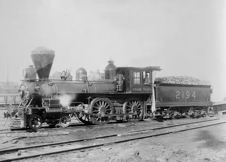 Wood burning Grand Trunk Railway steam locomotive no. 2194