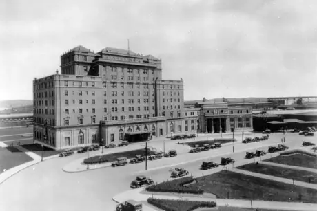 The Nova Scotian Hotel and entrance to the Halifax station