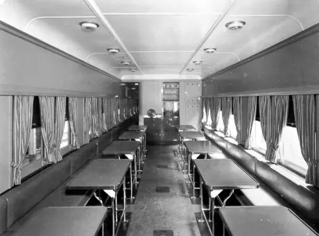 Interior of a passenger dining car