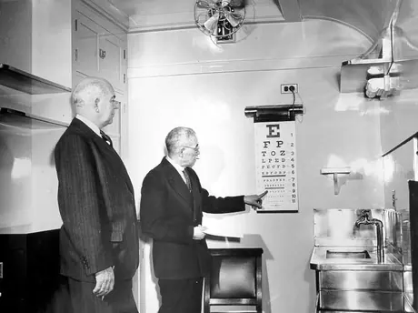 Eye examination chart in the medical car