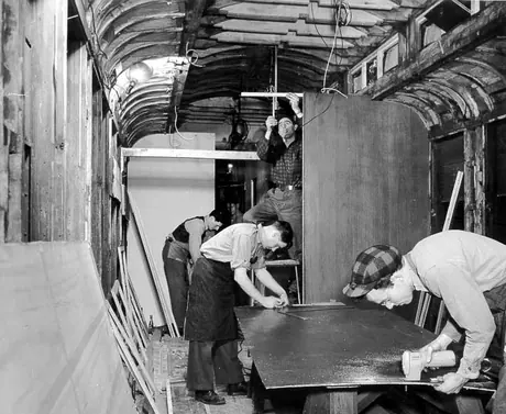 Interior work of refitting dental car at London car shops