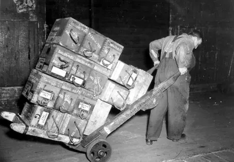 Cn employee handling parcels at the Bonaventure freight sheds