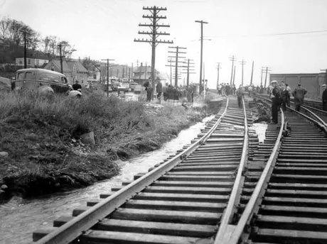Flood damage to CN tracks, Fairview, N.S.
