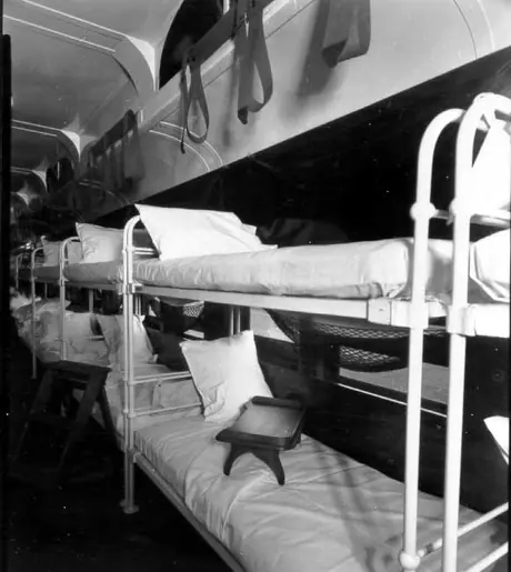 Bunk beds in the hospital car