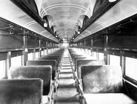Interior view of steel day coach #4923, for remodelling