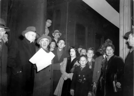 Refugees from Barcelona, Spain, arrive at Bonaventure Station