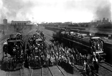 Turcot yard employees posing for 6th Victory Bond drive