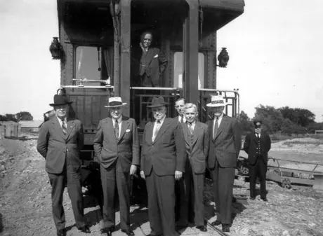 Inspection of the Bout de L'Ile line by President Vaughan and others