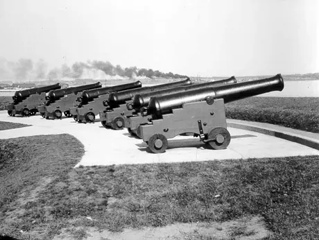 Historic cannons guarding the mouth of Charlottetown Harbour