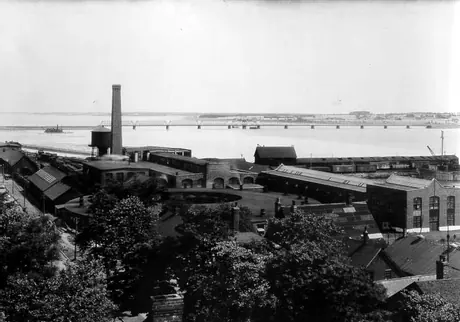 Aerial view of roundhouse, Charlottetown